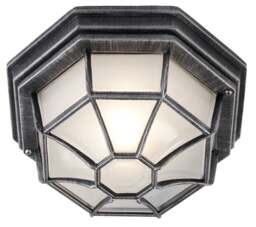 Rackhams Traditional Hexagonal Black/Silver Flush Ceiling Porch Light - thumbnail 1