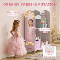 Rackhams Kids Clothing Rack with Lights Mirror, Non-Woven Drawer for Age 3-8 - thumbnail 5