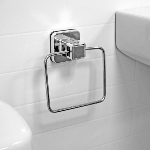 Rackhams Pushloc Stainless Steel Suction Wall Mounted Towel Ring - image 1