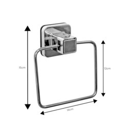 Rackhams Pushloc Stainless Steel Suction Wall Mounted Towel Ring - thumbnail 5