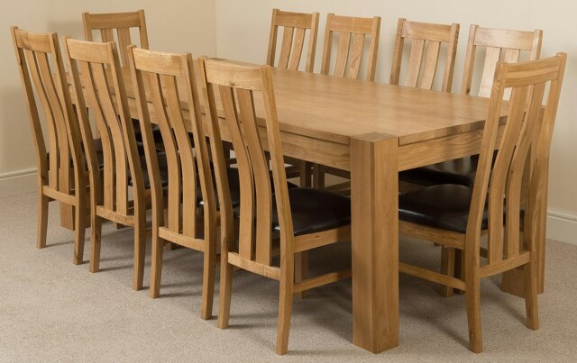 Rackhams Kuba Extra Large Oak Dining Table with Princeton Oak Chairs - Natural Oak - 10 chairs - image 1