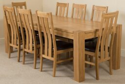 Rackhams Kuba Extra Large Oak Dining Table with Princeton Oak Chairs - Natural Oak - 10 chairs - thumbnail 4