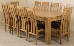 Rackhams Kuba Extra Large Oak Dining Table with Princeton Oak Chairs - Natural Oak - 10 chairs