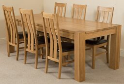 Rackhams Kuba Extra Large Oak Dining Table with Princeton Oak Chairs - Natural Oak - 10 chairs - thumbnail 2
