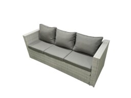 Rackhams Rattan Garden Furniture Set Outdoor 10 Seater Patio Dining Sets with Glass Top Dining Table 2 Side Tables Light Grey Mixed - thumbnail 4