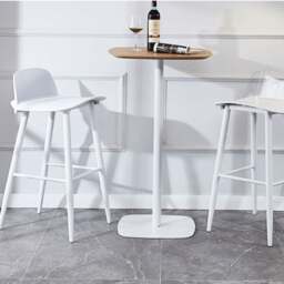 Rackhams Yves Nordic Bar Stool, Woonden Leg - White (with clear back) - 78cm - thumbnail 2