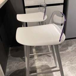 Rackhams Yves Nordic Bar Stool, Woonden Leg - White (with clear back) - 78cm - thumbnail 3