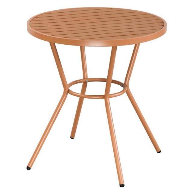 Rackhams Round Plastic Bistro Garden Table, Moss Green - Terracotta - image 1