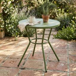 Rackhams Round Plastic Bistro Garden Table, Moss Green - Terracotta - thumbnail 5