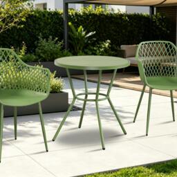 Rackhams Round Plastic Bistro Garden Table, Moss Green - Terracotta - thumbnail 6