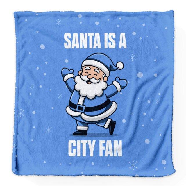 Rackhams Santa is a City Football Fan - Luxury Fleece Blanket 150cm X 150cm - image 1