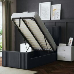 Rackhams Elara Ottoman Bed with Winged Panel Headboard - Grey (Steel) - Single / 3ft - thumbnail 3