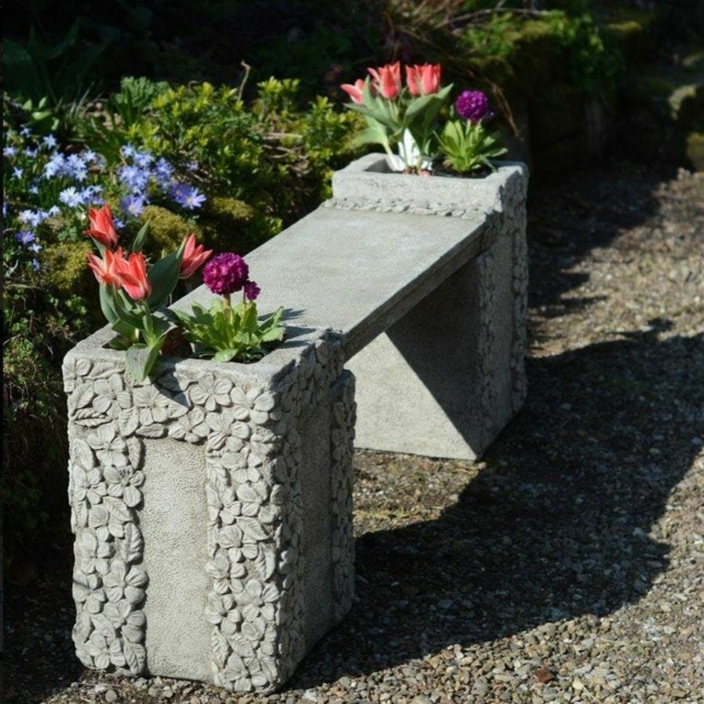 Rackhams Daisy Design Stone Cast Garden Bench - image 1