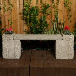 Rackhams Daisy Design Stone Cast Garden Bench - thumbnail 5