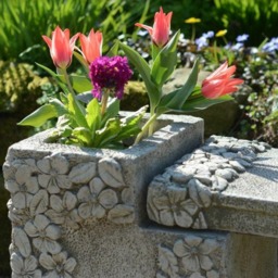 Rackhams Daisy Design Stone Cast Garden Bench - thumbnail 3