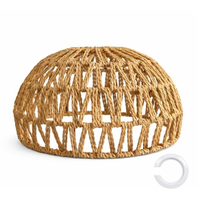 Rackhams Rustic Ceiling Pendant Light Shade Hemp Rope Lamp Shade Boho Yellow 23cm - image 1