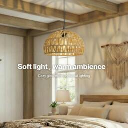 Rackhams Rustic Ceiling Pendant Light Shade Hemp Rope Lamp Shade Boho Yellow 23cm - thumbnail 5
