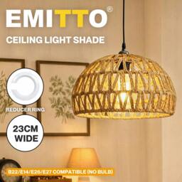 Rackhams Rustic Ceiling Pendant Light Shade Hemp Rope Lamp Shade Boho Yellow 23cm - thumbnail 2