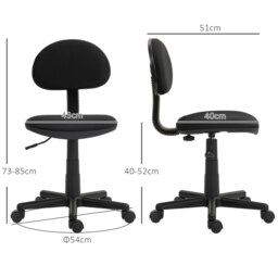 Rackhams Armless Office Chair with Adjustable Height 360° Swivel Wheels Black - thumbnail 5