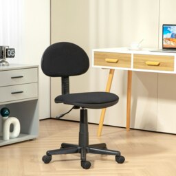 Rackhams Armless Office Chair with Adjustable Height 360° Swivel Wheels Black