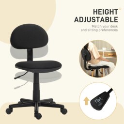 Rackhams Armless Office Chair with Adjustable Height 360° Swivel Wheels Black - thumbnail 3