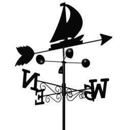Rackhams Boat Steel Weathervane, Black Painted All-Steel Weather Vane With Wall Fixings and 1.7m Ground Spike, Wind Speed Cups - thumbnail 1