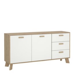 Rackhams Ikast Sideboard 2 Doors + 3 Drawers in Jackson Hickory and White - White - 147.2 - 1