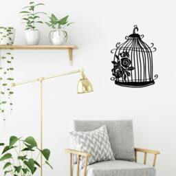 Rackhams Modern Metal Wall Art Cage Home Ornament Decorative Minimalist Design Hanging Wall Sculpture, Black - Metal - Black - thumbnail 2