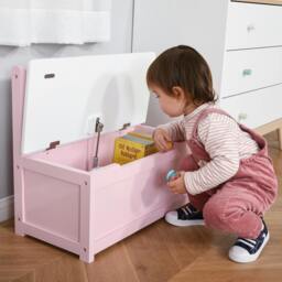Rackhams 2 In 1 Wooden Toy Box, Kids Seat Bench Storage Chest, 60 x 30 x 50cm