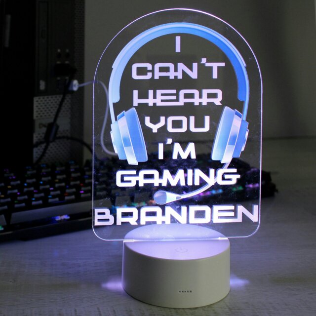 Rackhams Personalised Blue Gaming LED Colour Changing Night Light - image 1