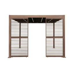 Rackhams Wood Effect Aluminium Pergola With LED Lights & 2 x Side Panels - 3m x 3m - thumbnail 2