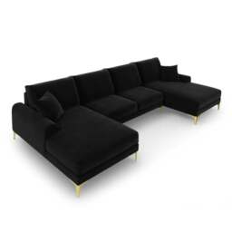 Rackhams Monroe Plush U-Shaped Corner Sofa with Gold Legs - Red - thumbnail 2