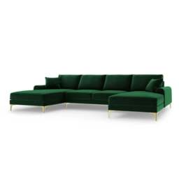 Rackhams Monroe Plush U-Shaped Corner Sofa with Gold Legs - Red - thumbnail 4