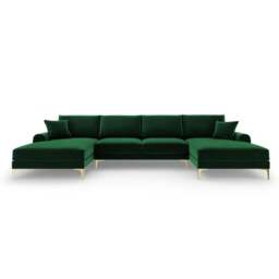 Rackhams Monroe Plush U-Shaped Corner Sofa with Gold Legs - Red - thumbnail 5