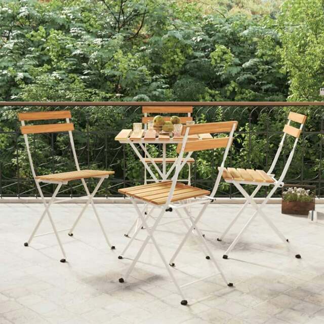 Rackhams Folding Bistro Chairs 4 pcs Solid Wood Acacia and Steel