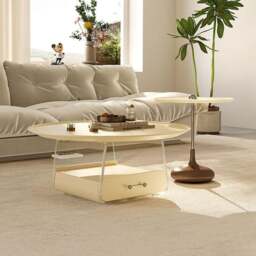 Rackhams Meral Stylish Coffee Table Set, Stainless Steel - Wood Top - thumbnail 3