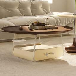 Rackhams Meral Stylish Coffee Table Set, Stainless Steel - Wood Top - thumbnail 5