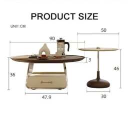 Rackhams Meral Stylish Coffee Table Set, Stainless Steel - Wood Top - thumbnail 6