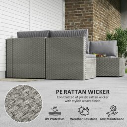 Rackhams 7 Pieces Rattan Garden Furniture Set with Cushions, Grey - thumbnail 5