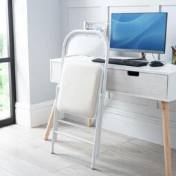 Rackhams Premium Metal Velvet Folding Chair - (1 x Chair - White) - thumbnail 6