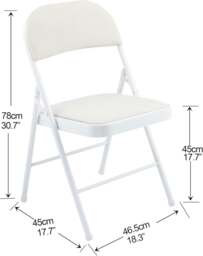 Rackhams Premium Metal Velvet Folding Chair - (1 x Chair - White) - thumbnail 2