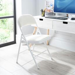 Rackhams Premium Metal Velvet Folding Chair - (1 x Chair - White) - thumbnail 5
