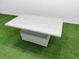 Rackhams 12 Seater Light Grey PE Rattan Outdoor Lounge Set - Adjustable Lifting Dining/Coffee Table, 3-Seater Sofa & 3 Stools - thumbnail 3