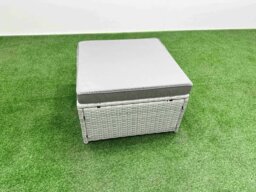 Rackhams 12 Seater Light Grey PE Rattan Outdoor Lounge Set - Adjustable Lifting Dining/Coffee Table, 3-Seater Sofa & 3 Stools - thumbnail 5
