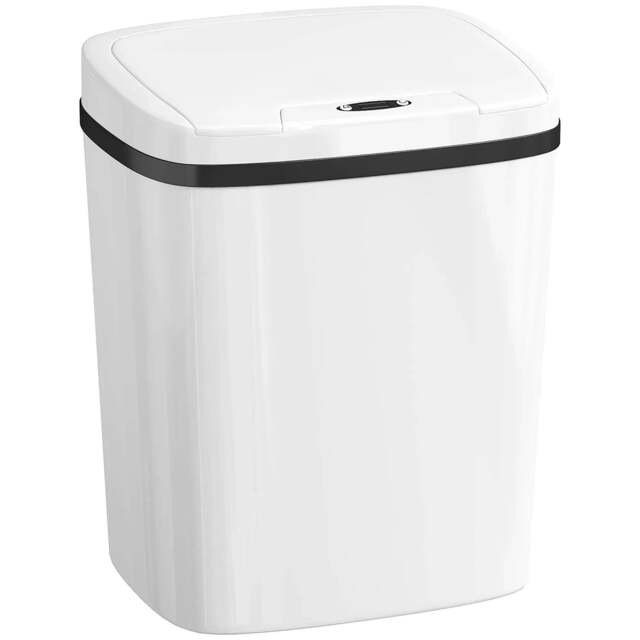 Rackhams 15L Sensor Bin, Automatic Touchless Kitchen Bin, Easy Clean, Battery Operated for Home Office, Bedroom, Bathroom, White