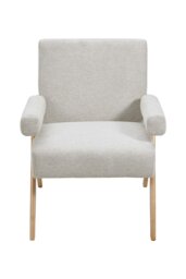 Rackhams Linen Upholsteried Wooden Armchair - Beige - thumbnail 3