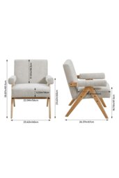 Rackhams Linen Upholsteried Wooden Armchair - Beige - thumbnail 6
