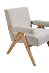 Rackhams Linen Upholsteried Wooden Armchair - Beige - thumbnail 5