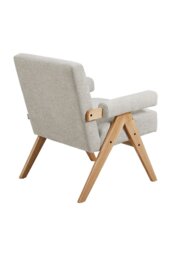 Rackhams Linen Upholsteried Wooden Armchair - Beige - thumbnail 4