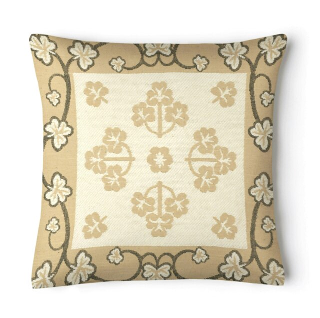 Rackhams Chenille Floral Woven Detail Cushion - 43cm x 43cm - Cream - image 1